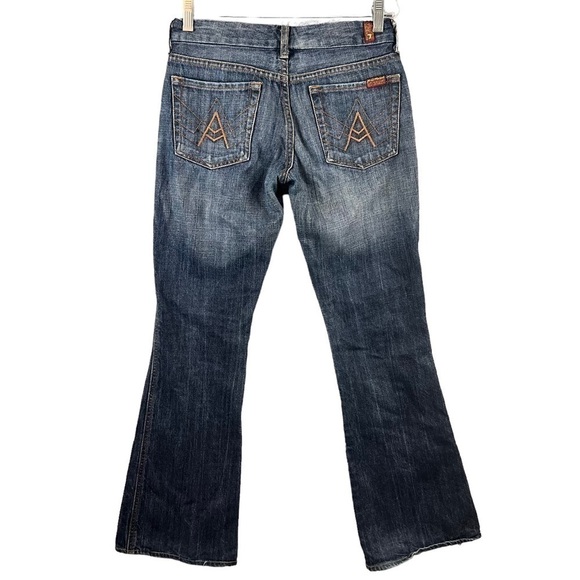 7 For All Mankind A Pocket Flare Jeans Bootcut  Low Rise Size 26 EUC - Picture 1 of 8
